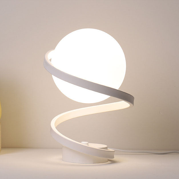 Modern Minimalist Curved Shape Ball Iron Acrylic LED Table Lamp