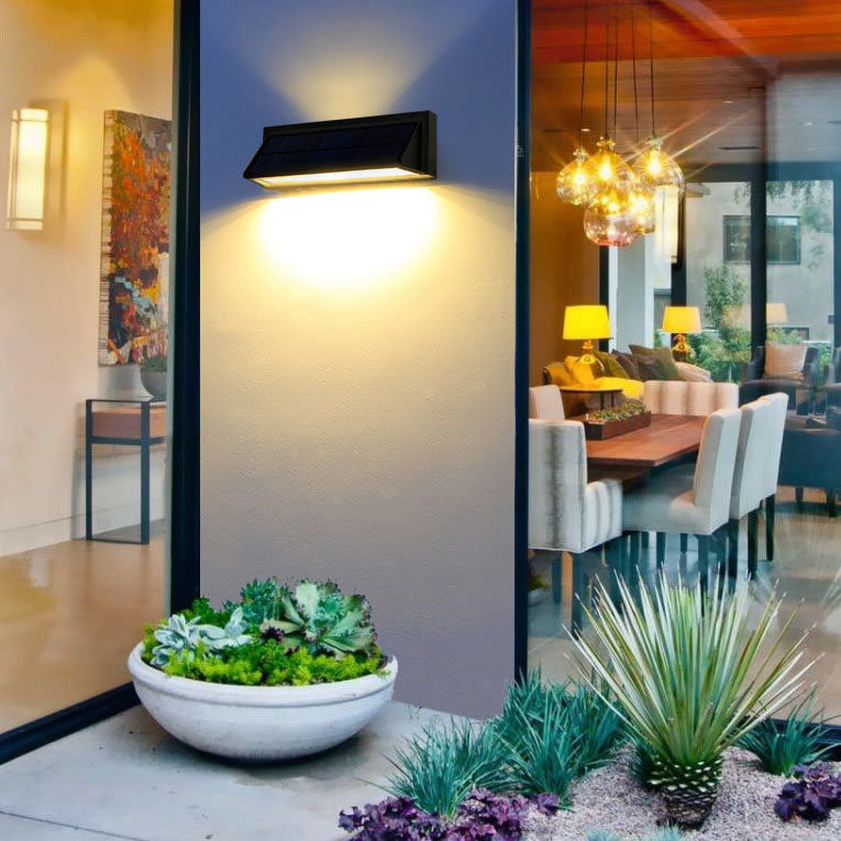 Outdoor Solar Waterproof Rectangular Slant LED Patio Wall Sconce Lamp