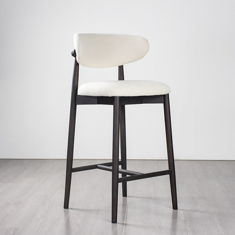 Modern Minimalist Round Upholstered Velvet Solid Wood Bar Stool Curved Backrest For Dining Room