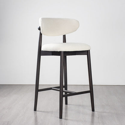 Modern Minimalist Round Upholstered Velvet Solid Wood Bar Stool Curved Backrest For Dining Room