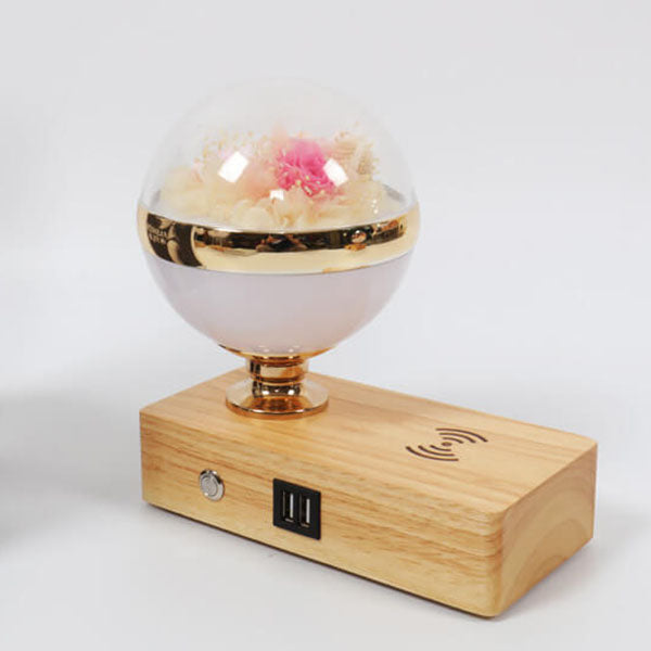 Creative Permanent Flower Night Light Smart Bluetooth Speaker LED Wireless Rechargeable Table Lamp