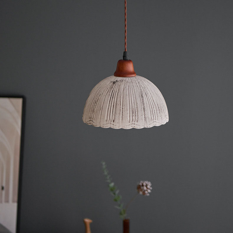 Modern Vintage Ceramic Solid Wood 1-Light Pendant Light