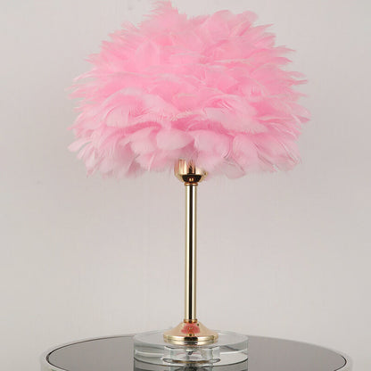 Modern Feather Crystal Base 1-Light Table Lamp