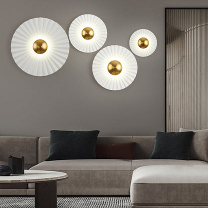 مصباح حائط LED بتصميم صدفي دائري معاصر ومبتكر لغرفة المعيشة 