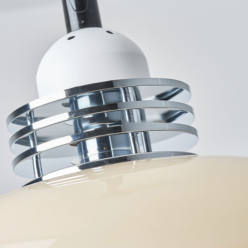 Japanese Minimalist Hardware Glass Round Head Retractable 1-Light Pendant Light
