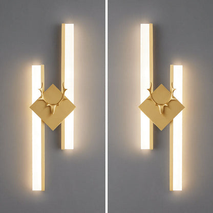 Nordic Postmodern Rectangular Antler Full Copper LED Wall Sconce Lamp