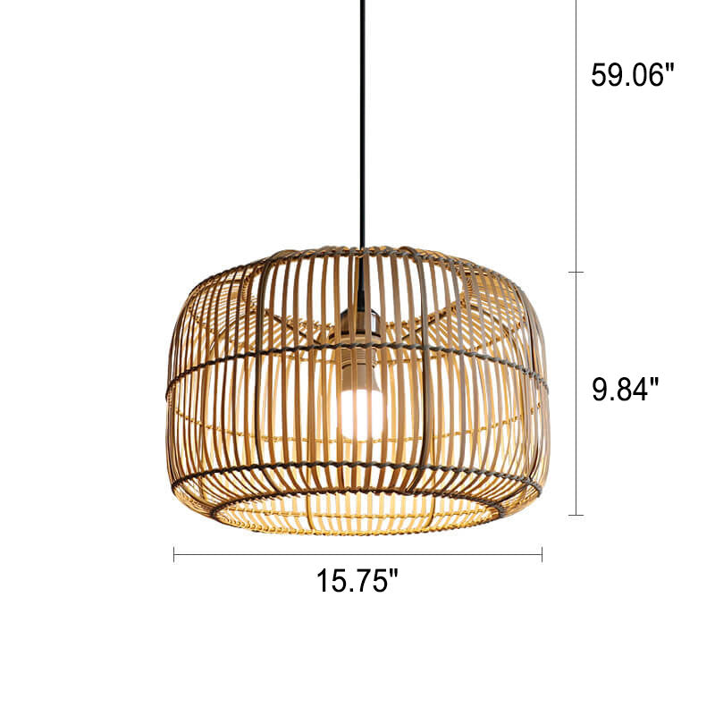 Chinese Minimalist Rustic Bamboo Art 1-Light Pendant Light
