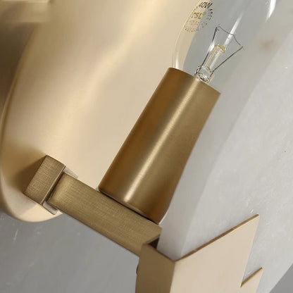 Modern Luxury Marble Round Shade Gold Finish Frame 1-Light Wall Sconce Lamp For Bedroom