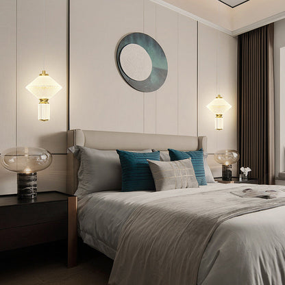 Modern Luxury Iron Aluminum Acrylic Rhombic Column LED Pendant Light For Bedside