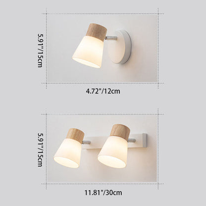 Modern Minimalist Horn Rubber Wood Iron Glass 1/2 Light Vanity Light Wall Sconce Lamp