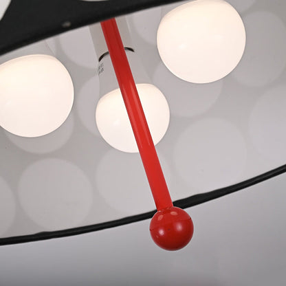 Contemporary Retro Drum Checkerboard Leather Lampshade 3-Light Pendant Light For Dining Room