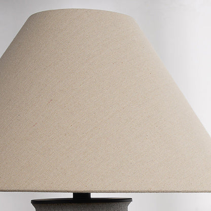 Traditional Vintage Ceramic Fabric Metal Conic Pot 1-Light Table Lamp For Bedside