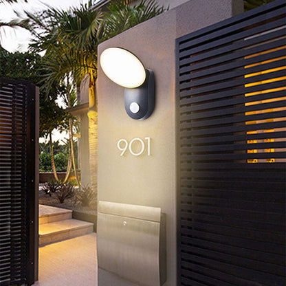 Contemporary Industrial Waterproof Aluminum PC Round Shade LED Wall Sconce Lamp For Garden
