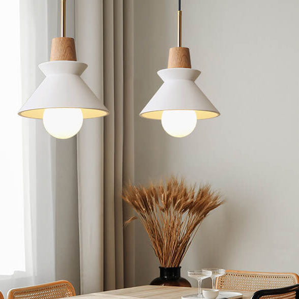 Nordic Minimalist Macaron Wood Cement  1-Light Pendant Light
