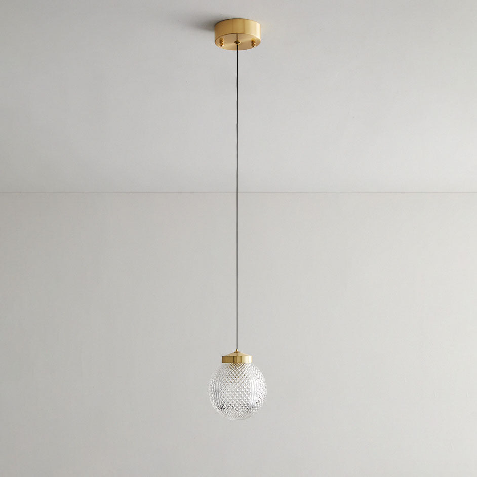 Nordic Light Luxury Striped Glass Round Ball Ring 1-Light Pendant Light