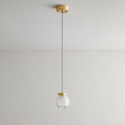 Nordic Light Luxury Striped Glass Round Ball Ring 1-Light Pendant Light
