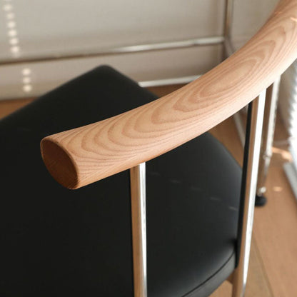 Contemporary Nordic Half Round Microfiber Leather Metal Wood Curved Backrest Dining Chair For Dining Room