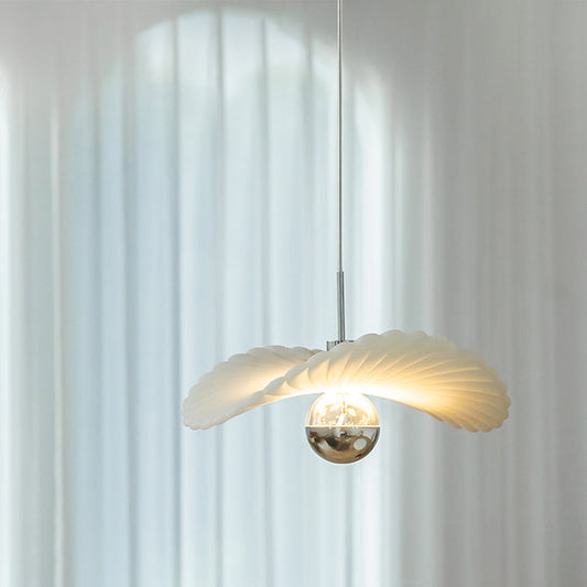 مصباح LED معلق على شكل ورقة لوتس مطوية باللون الكريمي بتصميم آرت ديكو الحديث لغرفة المعيشة 