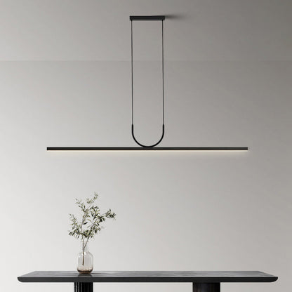 Modern Minimalist Aluminum Fiber Acrylic Long Strip LED Island Light Chandeliers For Dining Room