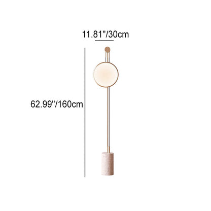 European Simple Round Shade Iron Faux Marble Textured Base LED Standing Floor Lamp