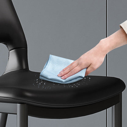 Modern Minimalist Rectangular Curved Seat Microfiber Leather Carbon Steel Dining Chair Backrest For Dining Room