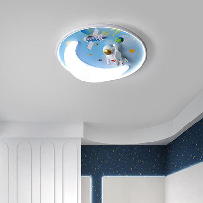 Nordic Minimalist Cartoon Resin Round LED Flush Mount Ceiling Light