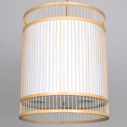 Modern Bamboo Weaving 3-Light Cylinder Chandelier