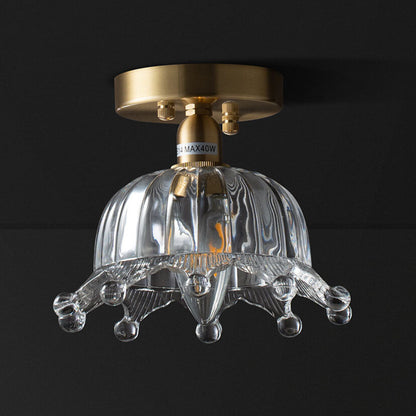 Nordic Simple Creative All-Copper Flower-Shaped 1-Light Semi-Flush Mount Ceiling Light