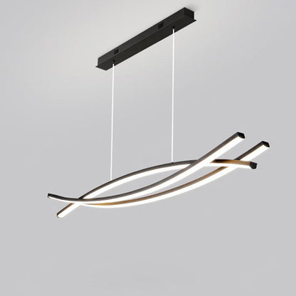 Modern Minimalist Wave Arch Aluminum Hardware LED Island Light Chandelier For Dining Room