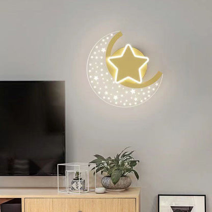 مصباح حائط LED بتصميم نجمة القمر مصنوع من الحديد والألومنيوم والأكريليك بتصميم بسيط وعصري لوضعه بجانب السرير 