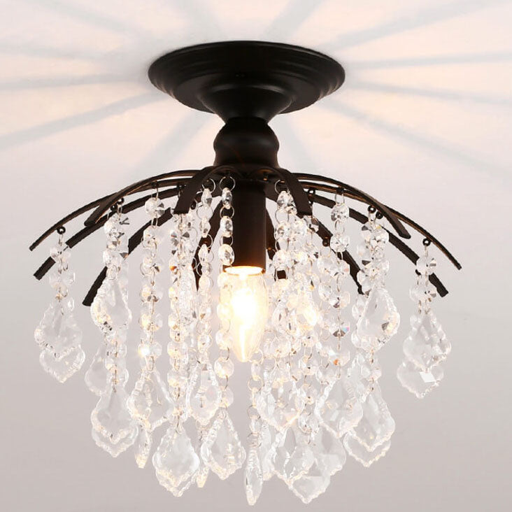 Nordic Light Luxury Crystal Zinc Alloy 1-Light Semi-Flush Mount Light