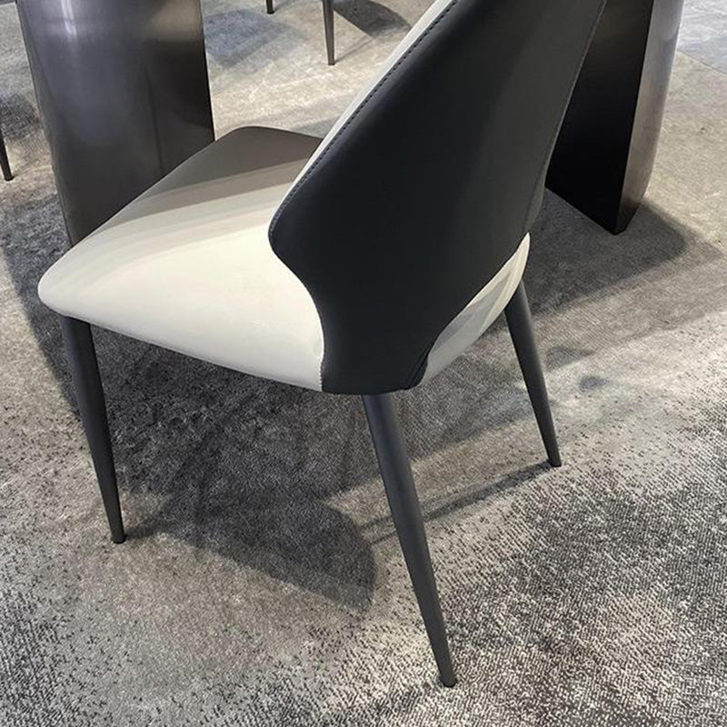 Contemporary Luxury Square Microfiber PU Leather Carbon Steel Dining Chair Backrest For Dining Room