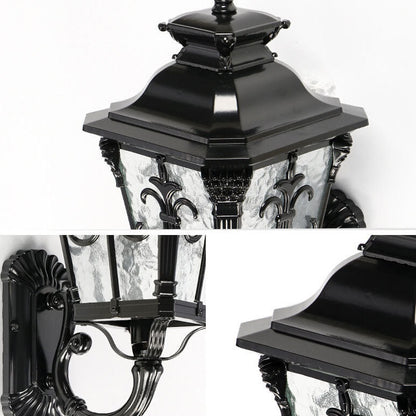 Europe Retro Black Die-Cast Aluminum Glass Outdoor Indoor 1-Light Wall Sconce Lamp