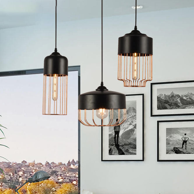 Nordic Creative Iron Geometry Plating Rose Gold 1-Light Pendant Light