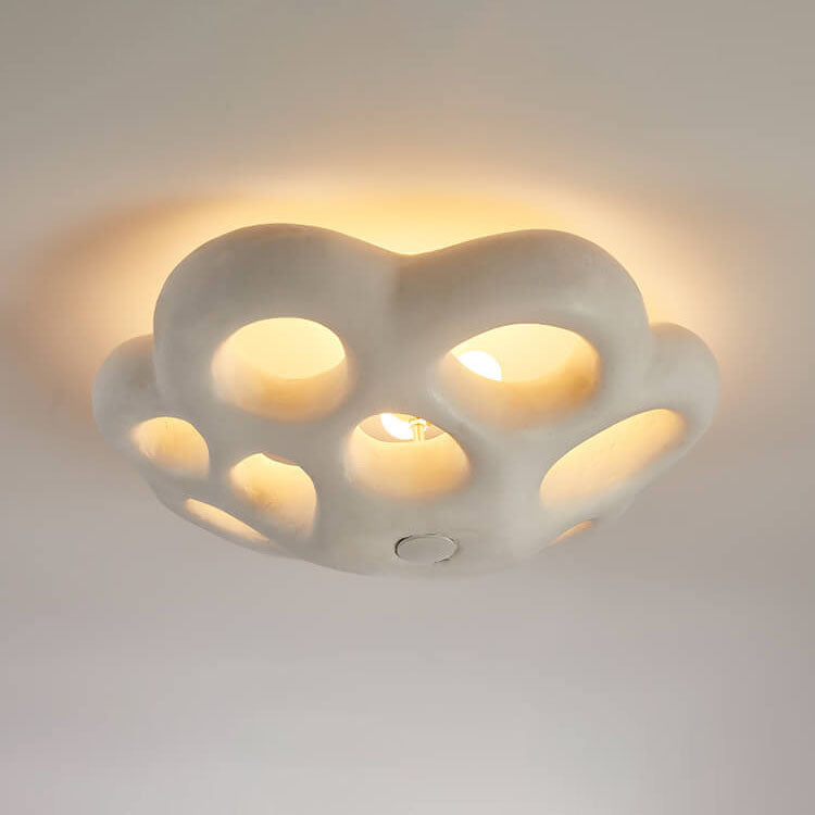Nordic Minimalist Polystyrene Round Petal 3-Light Flush Mount Ceiling Light