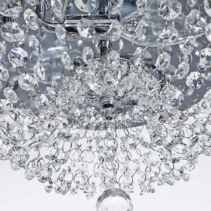 Modern Luxury Crystal Beaded Curtain Round 2-Light Flush Mount Ceiling Light