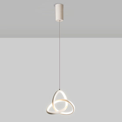 Contemporary Nordic Aluminum Iron Silica Geometric Intertwined Ring LED Pendant Light For Bedside