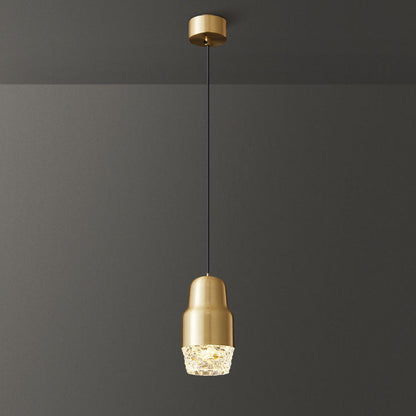 Modern Light Luxury Cylindrical Copper Acrylic LED Pendant Light