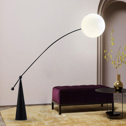 Contemporary Creative Tapered Base Fishing Rod Orb Iron Glass 1-Light Standing Floor Lamp For Living Room