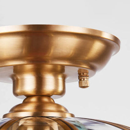 Modern Simple All-Copper Glass Flower-Shaped 1-Light Semi-Flush Mount Ceiling Light