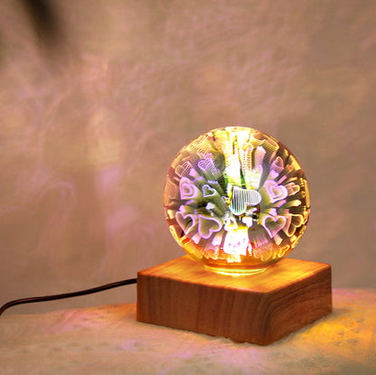 Colorful Glass Ball USB Plug-in 1-Light LED Decorative Table Lamp