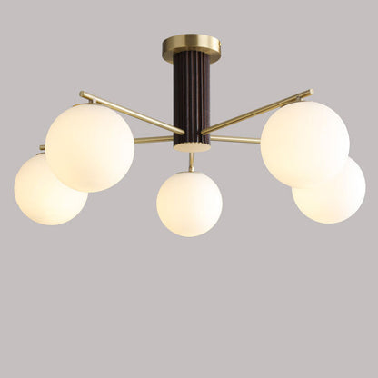 Modern Creative Minimalist Copper Glass Sphere 3/5-Light Semi-Flush Mount Ceiling Light
