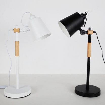 Modern Minimalist Solid Color Wood Hardware 1-Light Table Lamp