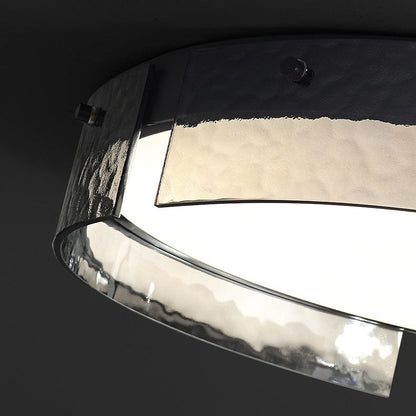 Modern Minimalist Black Round Drum Glass Copper LED Flush Mount Ceiling Light