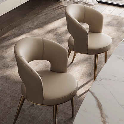 Contemporary Nordic Square Curved Upholstered Microfiber Leather Stainless Steel Dining Chair Backrest For Dining Room