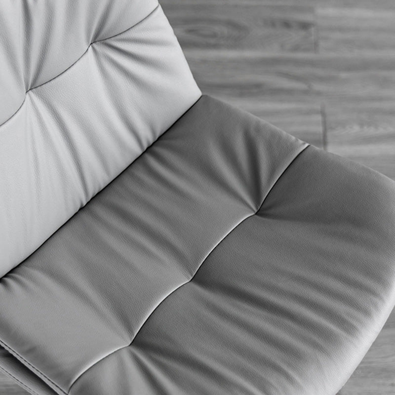 Contemporary Nordic Round Base Rectangle Cushion Nappa Leather Foam Metal Frame Bar Stool Backrest For Dining Room