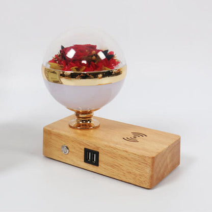 Creative Permanent Flower Night Light Smart Bluetooth Speaker LED Wireless Rechargeable Table Lamp