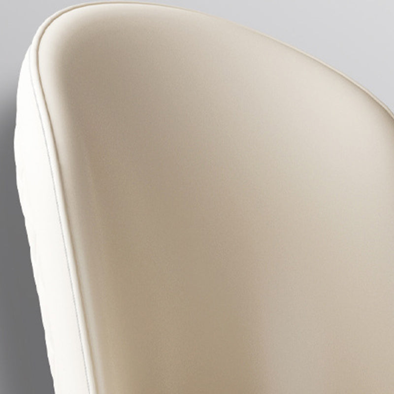 Contemporary Nordic Curved Microfiber Leather Leather Upholstered Metal Tapered Legs Dining Chair Backrest For Dining Room