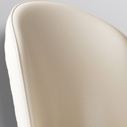 Contemporary Nordic Curved Microfiber Leather Leather Upholstered Metal Tapered Legs Dining Chair Backrest For Dining Room