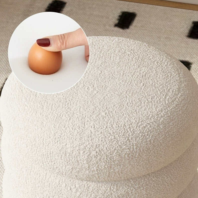 Modern Minimalist Cylinder Lambswool Fabric Metal Vanity Stool 1-Storage For Bedroom